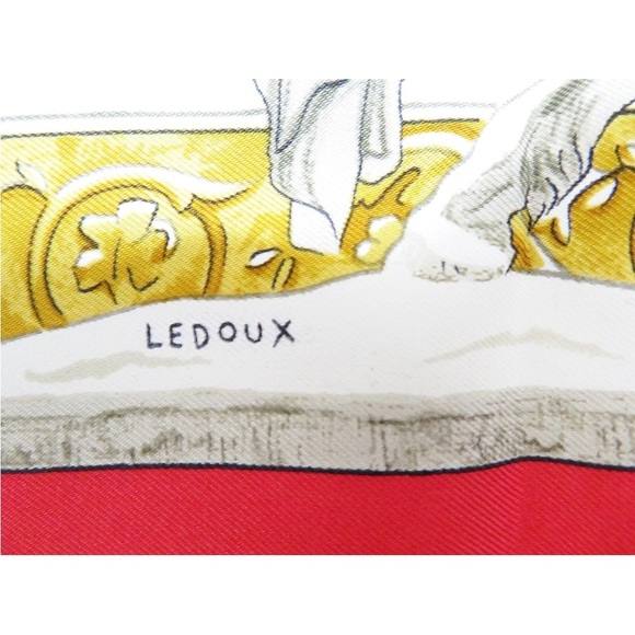 Hermes Red and Gold Equestrian Scarf - Picture 7 of 11